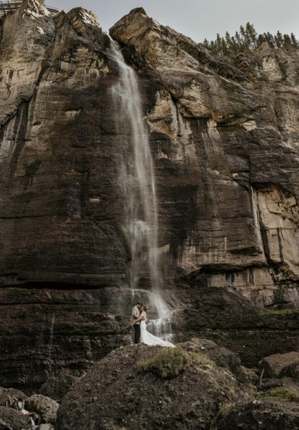 Montrose Colorado Photographer, Colorado Elopement, Telluride Colorado, Wedding Dress, Grand Junction Photographer, Waterfall Wedding Photo's, First Look, Amazing Wedding Dress, Sarah Hall Photography