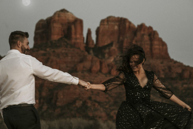 Sarah Hall Photography, Couples Photo's, Colorado Photographer, Sedona Arizona Engagement Photographer, Travel Photographer, Phoenix Arizona Photographer, Adventure Photographer, Cathedral Rock Sedona Arizona, Sedona Photoshoot, Engagement, what to wear for couples pictures, dreamy black star dress dessert photoshoot, red rock, true love, creative couples pictures, candid photos, Grand Junction Photographer, Destination Photographer 