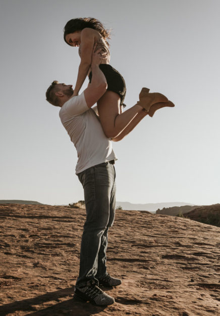 Sarah Hall Photography, Couples Photo's, Colorado Photographer, Sedona Arizona Engagement Photographer, Travel Photographer, Phoenix Arizona Photographer, Adventure Photographer, Cathedral Rock Sedona Arizona, Sedona Photoshoot, Engagement, what to wear for couples pictures, dreamy black star dress dessert photoshoot, red rock, true love, creative couples pictures, candid photos, Grand Junction Photographer, Destination Photographer