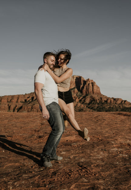 Sarah Hall Photography, Couples Photo's, Colorado Photographer, Sedona Arizona Engagement Photographer, Travel Photographer, Phoenix Arizona Photographer, Adventure Photographer, Cathedral Rock Sedona Arizona, Sedona Photoshoot, Engagement, what to wear for couples pictures, dreamy black star dress dessert photoshoot, red rock, true love, creative couples pictures, candid photos, Grand Junction Photographer, Destination Photographer