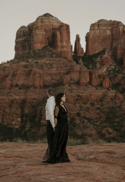 Sarah Hall Photography, Couples Photo's, Colorado Photographer, Sedona Arizona Engagement Photographer, Travel Photographer, Phoenix Arizona Photographer, Adventure Photographer, Cathedral Rock Sedona Arizona, Sedona Photoshoot, Engagement, what to wear for couples pictures, dreamy black star dress dessert photoshoot, red rock, true love, creative couples pictures, candid photos, Grand Junction Photographer, Destination Photographer 