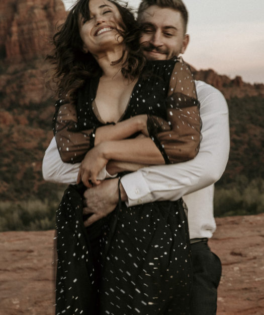 Sarah Hall Photography, Couples Photo's, Colorado Photographer, Sedona Arizona Engagement Photographer, Travel Photographer, Phoenix Arizona Photographer, Adventure Photographer, Cathedral Rock Sedona Arizona, Sedona Photoshoot, Engagement, what to wear for couples pictures, dreamy black star dress dessert photoshoot, red rock, true love, creative couples pictures, candid photos, Grand Junction Photographer, Destination Photographer 