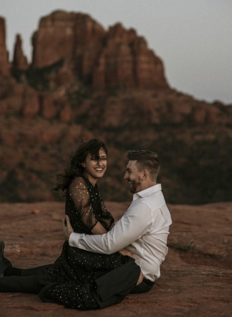 Sarah Hall Photography, Couples Photo's, Colorado Photographer, Sedona Arizona Engagement Photographer, Travel Photographer, Phoenix Arizona Photographer, Adventure Photographer, Cathedral Rock Sedona Arizona, Sedona Photoshoot, Engagement, what to wear for couples pictures, dreamy black star dress dessert photoshoot, red rock, true love, creative couples pictures, candid photos, Grand Junction Photographer, Destination Photographer 