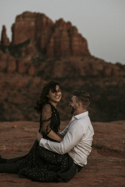 Sarah Hall Photography, Couples Photo's, Colorado Photographer, Sedona Arizona Engagement Photographer, Travel Photographer, Phoenix Arizona Photographer, Adventure Photographer, Cathedral Rock Sedona Arizona, Sedona Photoshoot, Engagement, what to wear for couples pictures, dreamy black star dress dessert photoshoot, red rock, true love, creative couples pictures, candid photos, Grand Junction Photographer, Destination Photographer 